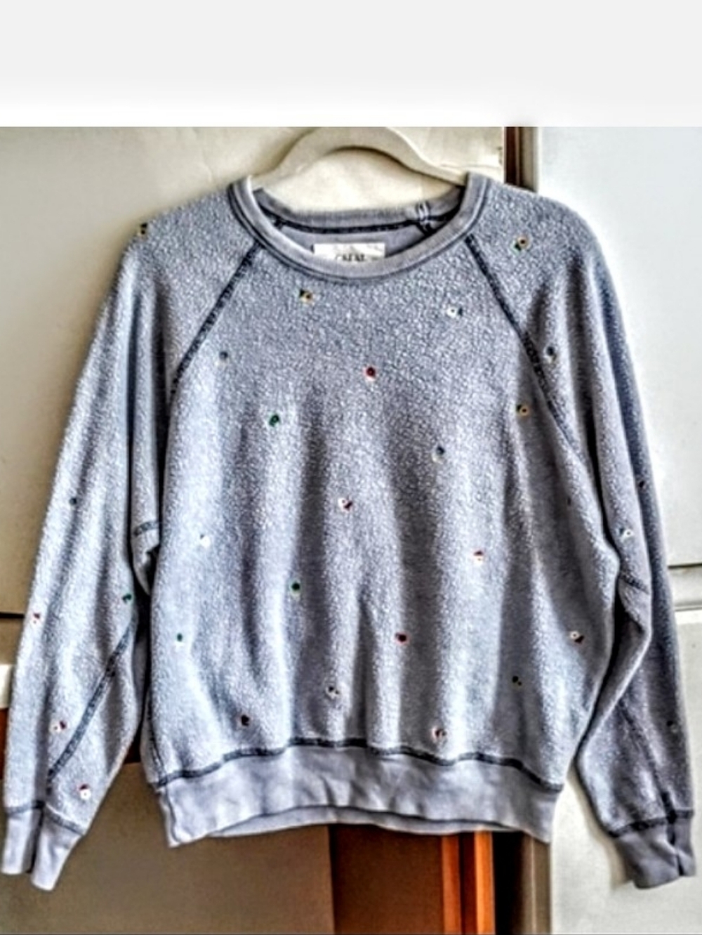 THE GREAT. Embroidered Flowers Sweatshirt sz 0